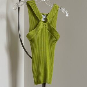 Cache Lime Green Ribbed Knit Top